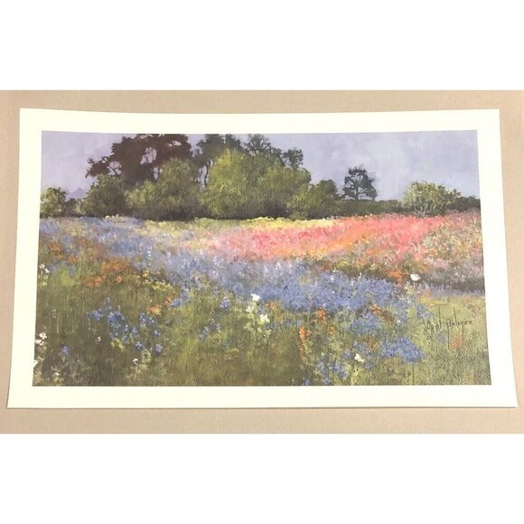 Opal Palmer Other - 22"x14" Texas Wildflowers Landscape Art PRINT Signed & Numbered by OPAL PALMER